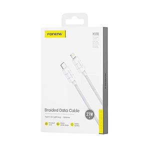 Καλώδιο Σύνδεσης USB 2.0 Foneng XS02 Braided USB C σε Lightning PD 27W 1.2m Λευκό