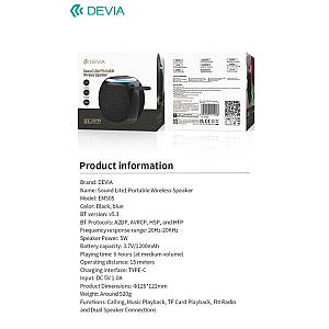 Φορητό Ηχείο Bluetooth Devia EM505 Sound Lite1 5W Μαύρο