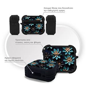 Θήκη Σιλικόνης Sonique 3D Flower Series για AirPods Pro 3 Γαλάζιο