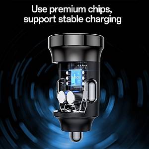 Φορτιστής Αυτοκινήτου Yesido Y72 USB-A + USB-C με καλώδιο Type-C 30W PD Μαύρο