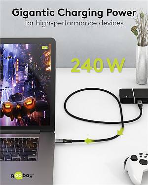 GOOBAY καλώδιο USB-C 74776, USB4, 240W, 80Gbps, 16K/60Hz, 1.5m, μαύρο 74776