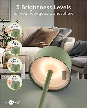 GOOBAY επιτραπέζιο φωτιστικό 77677, 3000K, dimmable, επαναφορτιζόμενο, πράσινο 77677