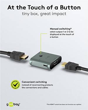GOOBAY HDMI switch 77791, 2 σε 1, 8K/60Hz, γκρι 77791