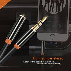 CABLETIME καλώδιο προέκτασης ήχου 3.5mm CT-AV311-P11FG, gold plated, 0.5m, μαύρο AV311-P11FG-B0.5