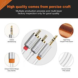 CABLETIME καλώδιο ήχου 3.5mm σε 2x RCA CT-AV314-P12G, 1m, λευκό CT-AV314-P12G-W1