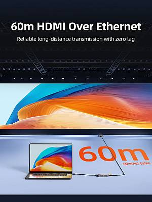 CABLETIME HDMI video extender CT-HEHD-FG60 μέσω καλωδίου RJ45, 1080p/60Hz, έως 60m CT-HEHD-FG60