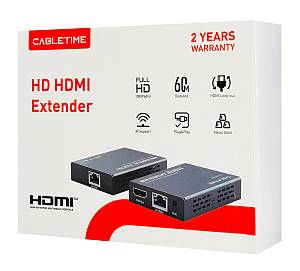CABLETIME HDMI video extender CT-HEHD-FG60 μέσω καλωδίου RJ45, 1080p/60Hz, έως 60m CT-HEHD-FG60