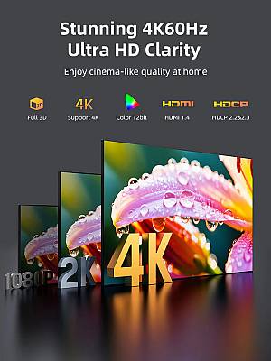 CABLETIME HDMI splitter CT-HSP4K2-AG, 1 σε 2, 4K/60Hz, uni-directional, γκρι CT-HSP4K2-AG