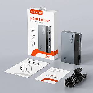 CABLETIME HDMI splitter CT-HSP4K2-AG, 1 σε 2, 4K/60Hz, uni-directional, γκρι CT-HSP4K2-AG