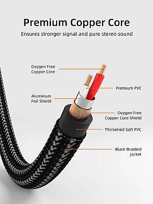 CABLETIME καλώδιο ήχου 2x RCA σε 2x RCA CT-RCA, 1m, μαύρο CT-RCA-AG1