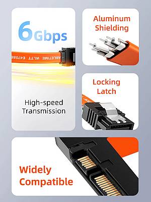 CABLETIME καλώδιο SATA III CT-SATA3R, γωνιακό, 6Gbps, 0.50m, πορτοκαλί CT-SATA3R-B0.5
