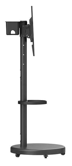 BRATECK βάση τηλεόρασης δαπέδου FS38-46TWE, 37-86, έως 50kg, με ράφι & cable management, ροδάκια, μαύρη FS38-46TWE