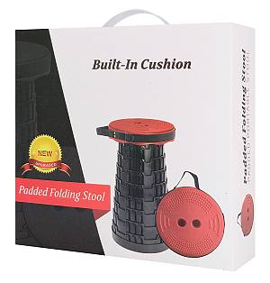 HOME USE πτυσσόμενο καρεκλάκι HUH-0262 με μαξιλάρι, αντοχή έως 250kg, 25.5x45.5cm, μαύρο HUH-0262