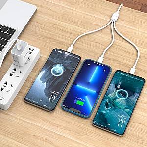 KAKUSIGA καλώδιο USB σε USB-C/Lightning/Micro USB KSC-1021, 5A, 1.2m, λευκό KSC-1021