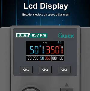 QUICK σταθμός θερμού αέρα QUICK857 Pro με air gun, 580W, 100-500 °C QUICK857PRO