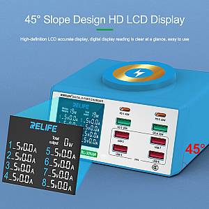 RELIFE σταθμός φόρτισης RL-309AW, 6x USB/2x USB-C/wireless, 100W, λευκός RL-309AW