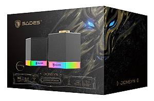 SADES gaming ηχεία Dionsyn με RGB φωτισμό, 2x 5W, Bluetooth & USB-C/USB, μαύρα SA-SP02