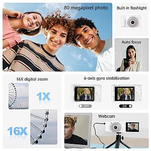 SJCAM compact φωτογραφική μηχανή ZV200, 12MP, 16x ψηφιακό zoom, μαύρη ZV200