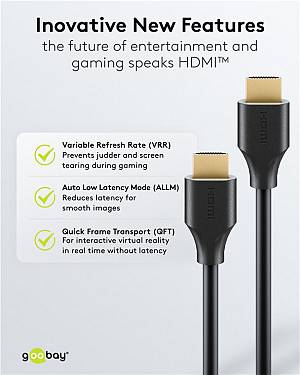 GOOBAY καλώδιο HDMI 2.2 80092, 16K/60Hz, 96 Gbps, 1.5m, μαύρο 80092