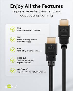 GOOBAY καλώδιο HDMI 80101 με Ethernet, soft, 4K/60Hz, 18 Gbps, 1m, μαύρο 80101
