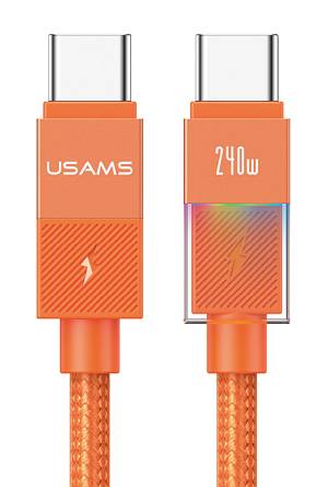 USAMS καλώδιο USB-C SJ775, 240W, 480Mbps, 1.2m, πορτοκαλί SJ775USB02