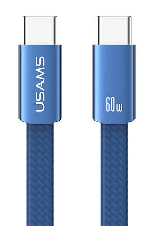 USAMS καλώδιο USB-C SJ783, 60W, 480Mbps, flat, 1.2m, μπλε SJ783USB01