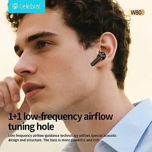 CELEBRAT earphones με θήκη φόρτισης W80, True Wireless, 13mm, 30/230mAh, γκρι W80-GR