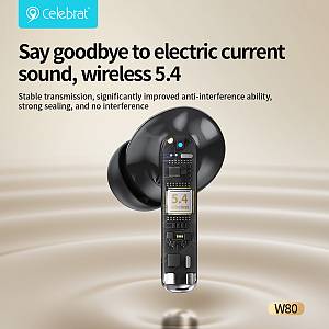 CELEBRAT earphones με θήκη φόρτισης W80, True Wireless, 13mm, 30/230mAh, λευκά W80-WH