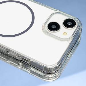 Samsung Galaxy S26 - Anti Shock Thin Grey Magsafe Case Transparent
