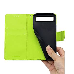 Θήκη Πορτοφόλι Sonique Trend Wallet Google Pixel 6a Σκούρο Μπλε / Λαχανί