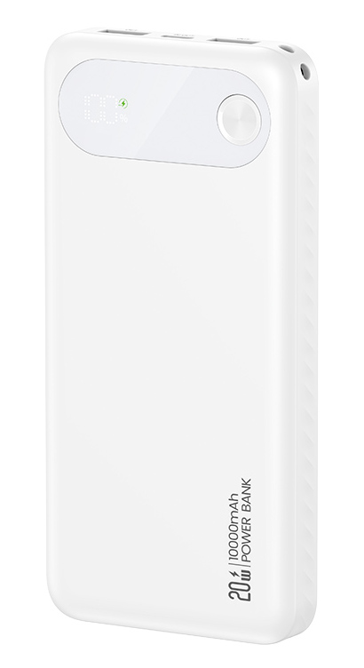 USAMS power bank CD249 με οθόνη, 3x θύρες εξόδου, 10000mAh, PD20W, λευκό 10KCD24902
