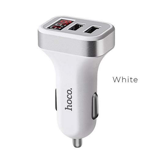 HOCO - Z3  Car Charger Dual USB 3,1A Led Display White