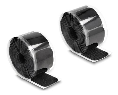 DELOCK αυτοκόλλητα τύπου Velcro 19106 σε ρολό 3m, 45x50mm, μαύρο 19106