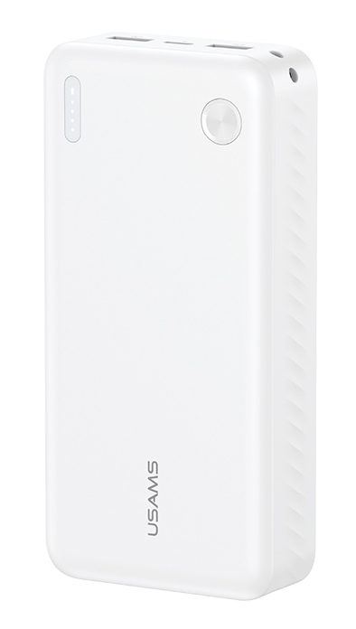 USAMS power bank CD254, 2x θύρες εξόδου, 20000mAh, 10W, λευκό 20KCD25402