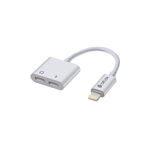 Devia - Smart 2 in 1 Dual Lightning Adapter Charging Splitter Audio Cable White