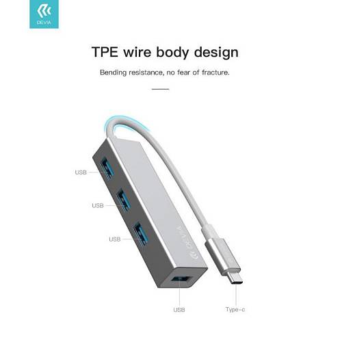 Devia - Leopard Type-C 3.1 to RJ45 / USB 3.1 HUB (1000MBPS) Silver