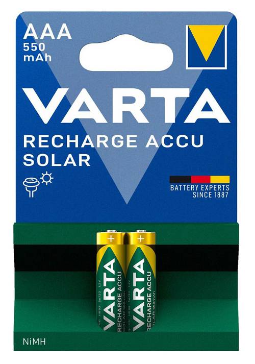 VARTA επαναφορτιζόμενες μπαταρίες λιθίου Solar, AAA, 550mAh, 1.2V, 2τμχ 4008496808083