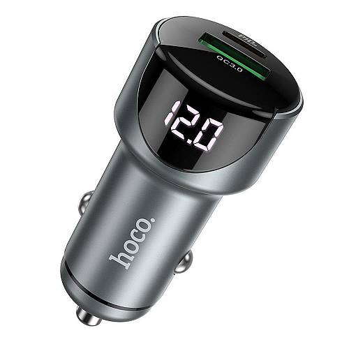 HOCO - Z42 Car Charger USB QC3.0 + PD 20W LED Light road Gray