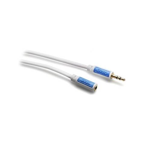 G&BL Audio Cable, Jack 3,5mm plug - Jack 3,5mm socket, Stereo, Shielded, Gold plated, White, L.3,0 m