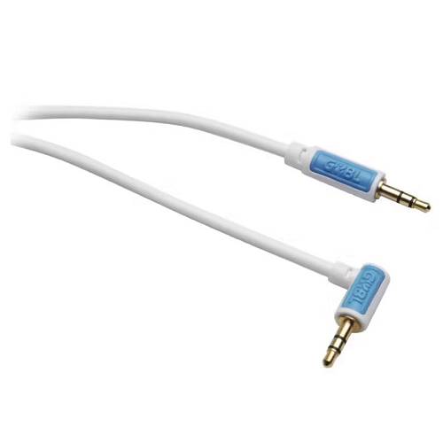 G&BL Audio Cable, Jack 3,5mm plug 90° -  Jack 3,5mm plug, Stereo, Shielded, Gold plated, White, L.0,7 m