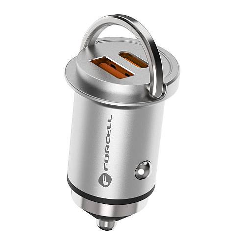 Forcell - F-ENERGY Mini car charger Type C + USB A PD QC3.0 3A 20W silver
