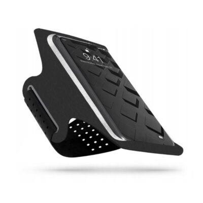 Techsuit - Sports Armband (TH10) - with Headphones Cable Clips, for Phones, max 7" - Black / Gray