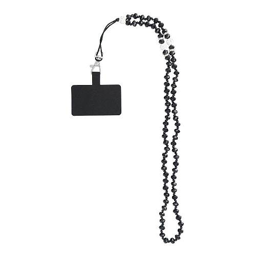Crystal Diamond Phone lanyard, Phone pendant / cord length 74cm (37cm in the loop) / on neck - black