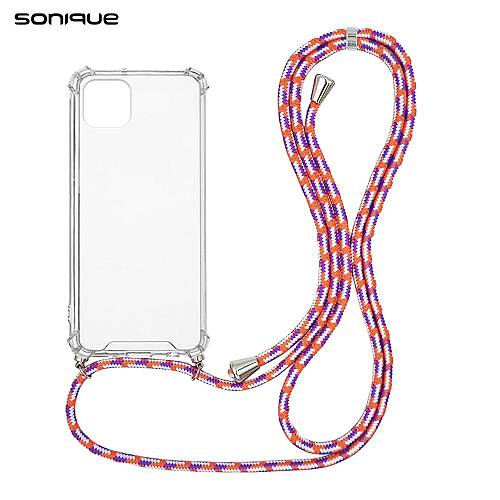 Θήκη Σιλικόνης με Κορδόνι Sonique Armor Clear Apple iPhone 11 Rainbow Κοραλλί