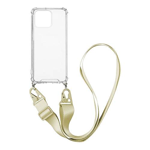Θήκη Σιλικόνης με Strap Sonique Armor Clear Apple iPhone 13 Pro Μπεζ