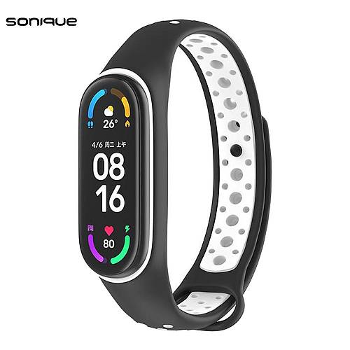 Λουράκι Σιλικόνης Sonique Sport για Xiaomi Mi Band 5/6 Μαύρο / Λευκό