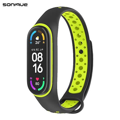 Λουράκι Σιλικόνης Sonique Sport για Xiaomi Mi Band 7 Μαύρο / Λαχανί