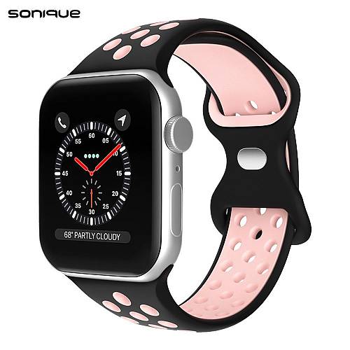 Λουράκι Σιλικόνης Sonique Sport για Apple Watch (42/44/45/49MM) Μαύρο / Ροζ