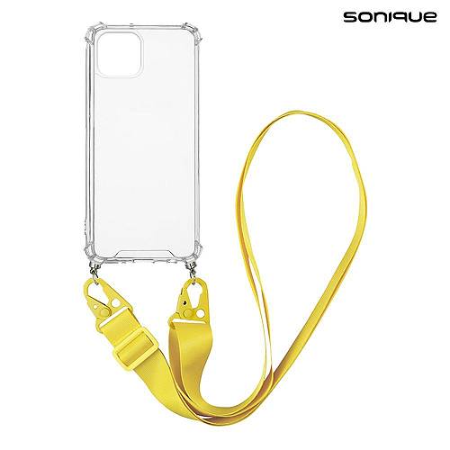 Θήκη Σιλικόνης με Strap Sonique Armor Clear Apple iPhone 13 Mini Κίτρινο