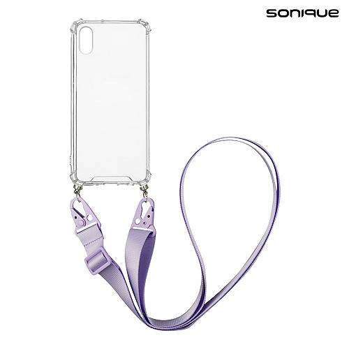 Θήκη Σιλικόνης με Strap Sonique Armor Clear Apple iPhone X / iPhone XS Λιλά
